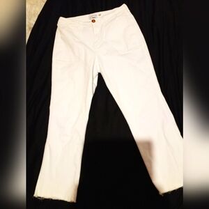 Gibson & Latimer cotton white raw hem pocket pants
